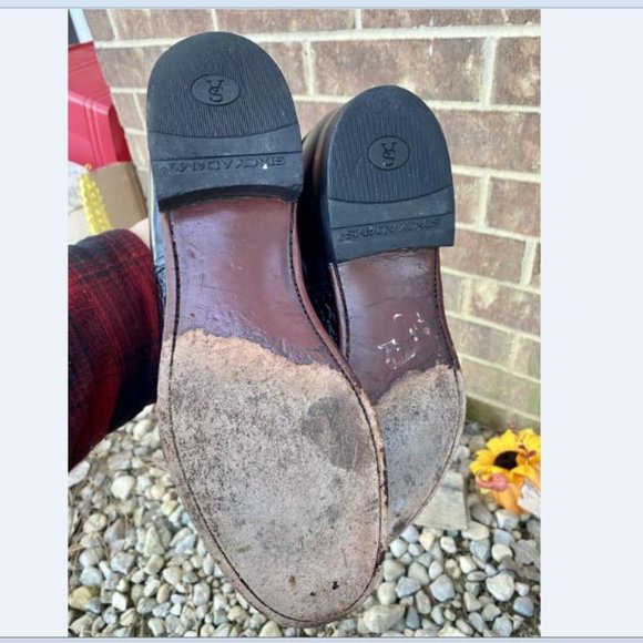 Stacy Adams Mens Vintage Size 9.5 D Black Lace Up Cap Toe Leather Dress Shoes - Picture 6 of 8